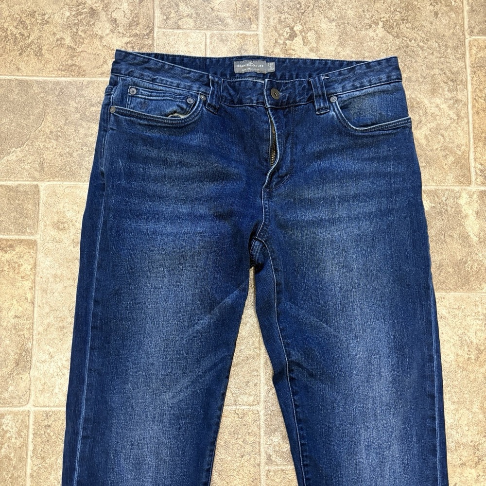 L.L.Bean Signature Five-Pocket Jeans Slim Straight Fit 33W x 32 Dark Blue Faded - Picture 2 of 11